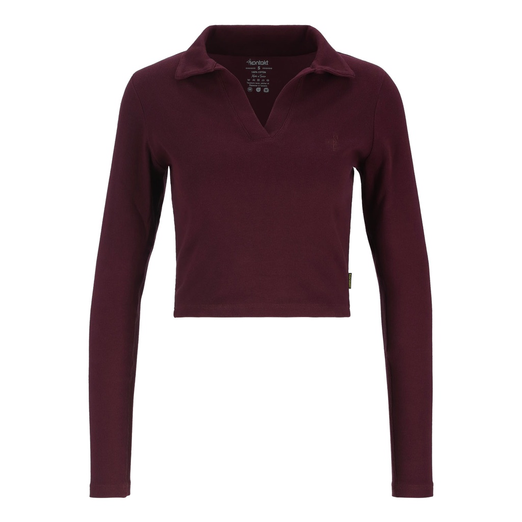 Polo côtelé femme manches longues