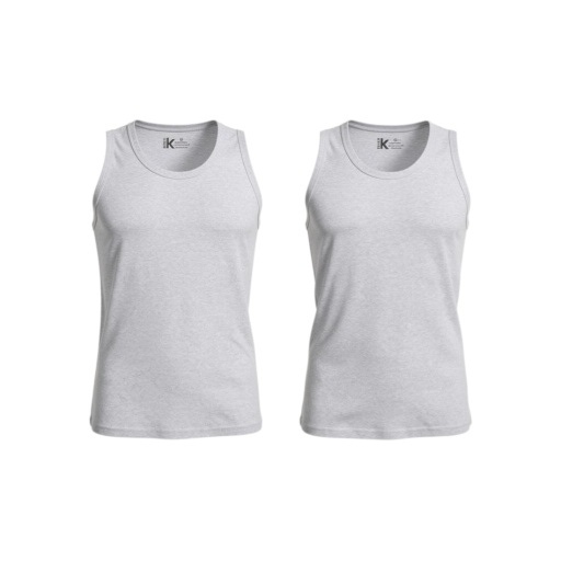 [05-010-19-033-K025-3XL] Lot  de 2 Singlets homme grandes tailles en coton pur (Gris Chiné, 3XL)