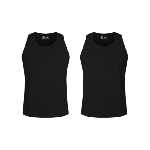 [05-010-19-033-K040-3XL] Lot  de 2 Singlets homme grandes tailles en coton pur (Noir, 3XL)