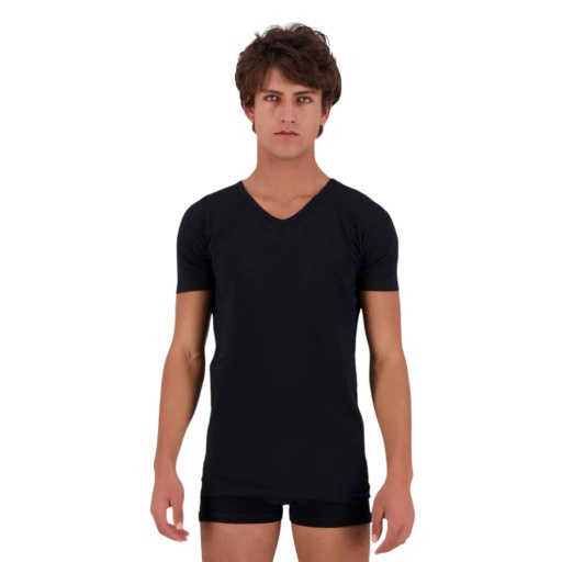 [05-010-02-821-K040-L] T-shirt slim homme col V en jersey (Noir, L)