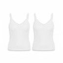 Lot de 2 Caracos femme col v avec dentelle en coton stretch
