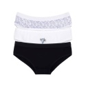 Lot de 3 Slips taille haute femme bords elastique large en coton stretch