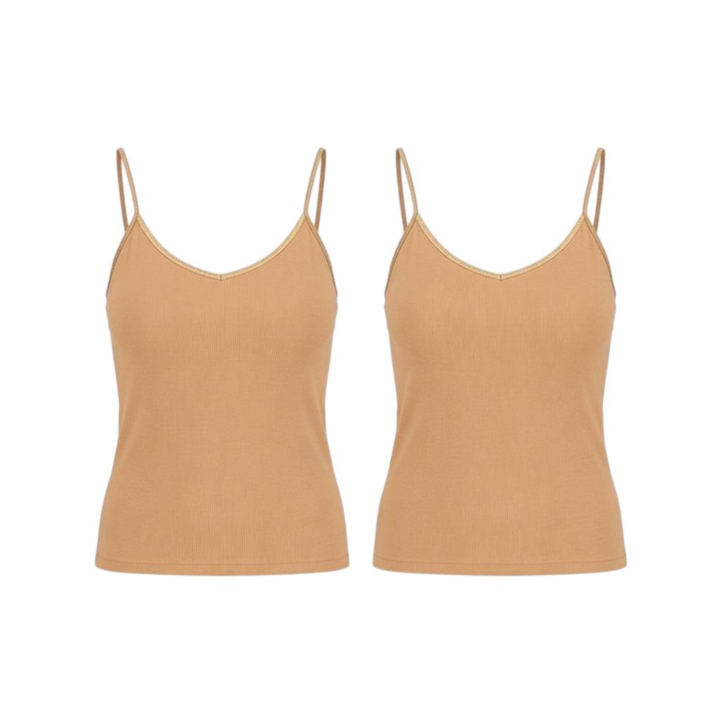 Lot de 2 Caracos femme col V en microfibre extensible