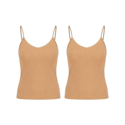 [05-010-08-035-K1008-L] Lot de 2 Caracos femme col V en microfibre extensible (Gold, L)