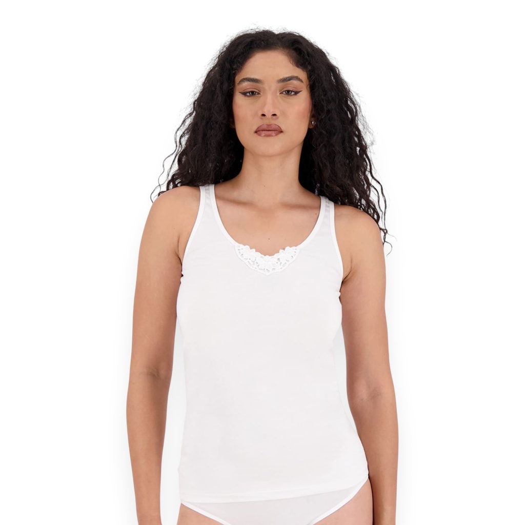 Débardeur femme en coton bio détail dentelle