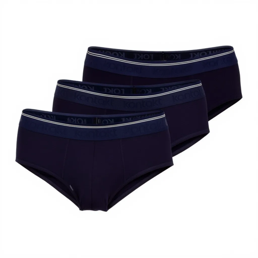 [05-010-20-049-K219-L] Lot de 3 slips midi homme en coton stretch (Bleu Marine, L)