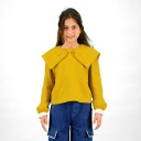 Sweat fille col noeud avec volants