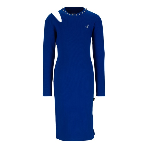 [05-010-17-117-K134-10/12A] Robe côtelé fille manches longues avec cut out et perles (10/12A)