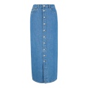 Jupe maxi femme boutonnée en jeans-MAYAR
