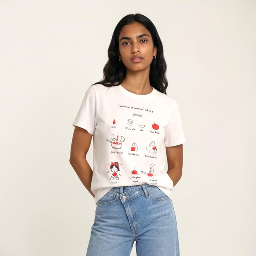 [05-010-02-833-K000-L] T-shirt femme manches courtes Pomme D’amour (L)