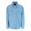 Chemise oversized fille en jeans avec broderie sur le col