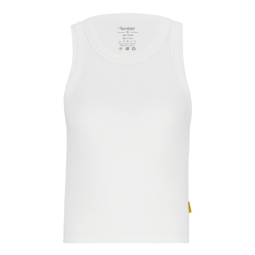 [05-010-59-016-K100-L] Top côtelé femme avec broderie (Blanc Cassé, L)