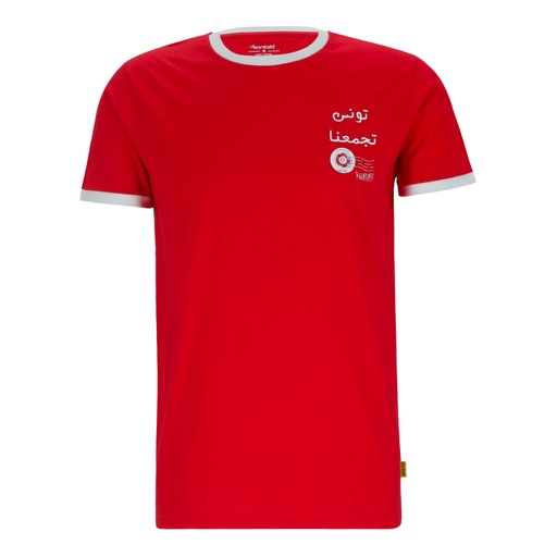 [05-010-02-862-K049-L] T-shirt unisexe manches  courtes contrasté  تونس تجمعنا (L)