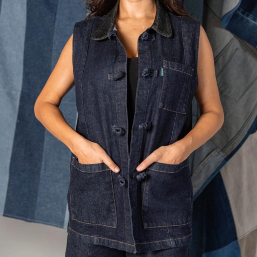 [01-010-10-137-K882-L] Dengri unisexe bi-couleur sans manche seconde vie (L)