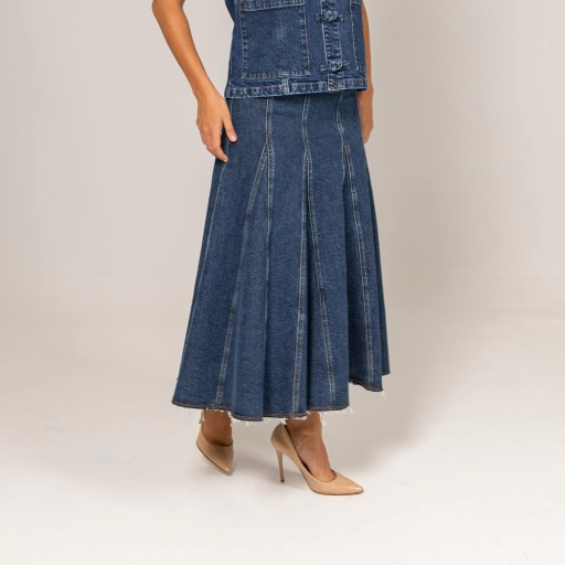 [01-010-21-043-K419-L] Jupe maxi femme à panneaux seconde vie (L)