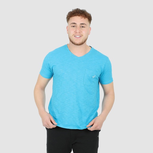 T-shirt flammé homme manches courtes col V avec poche poitrine