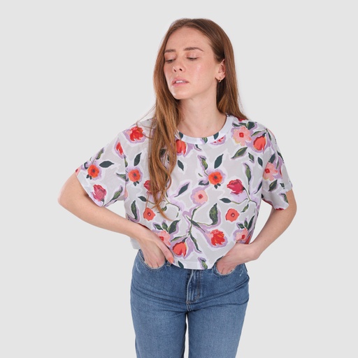T-shirt crop femme imprimé fleur