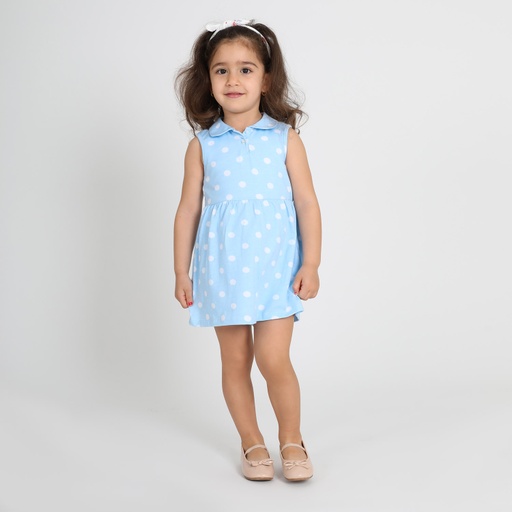 Robe polo bébé a pois avec col claudine