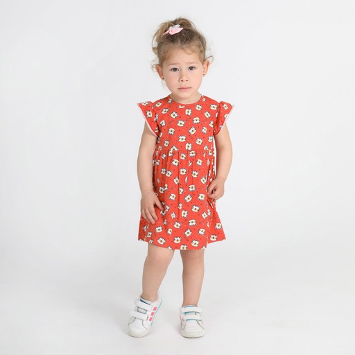 Robe bébé avec volant sur les manches imprimé tigre