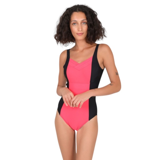Maillot de bain femme bi-couleur col V