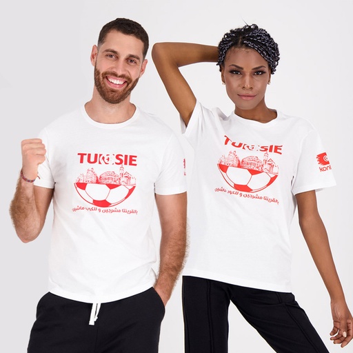 T-shirt unisexe manches courtes بالقرينتا مشرجين وللكوب ماشين