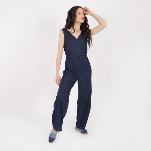 Combinaison col V femme en jeans - TAMARA