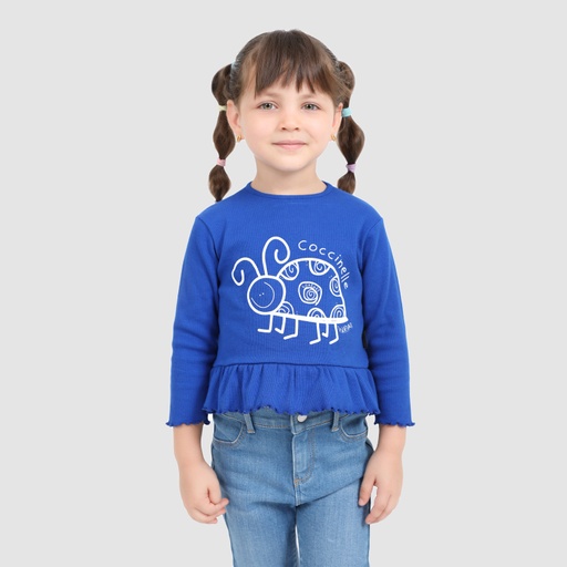 T-shirt côtelé bébé avec volant COCCINELLE
