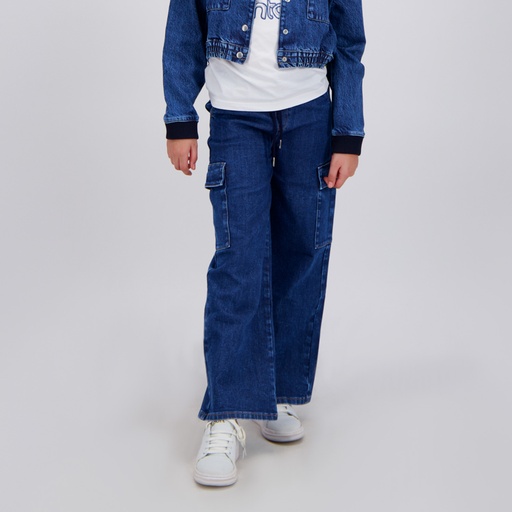 Cargo fille en jeans avec piping