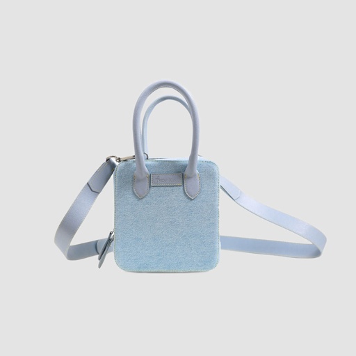 Sac carré en jeans avec bandoulière amovible - DONIA - Blanc