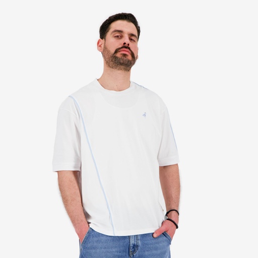 T-shirt oversized homme manches courtes avec piping et broderie