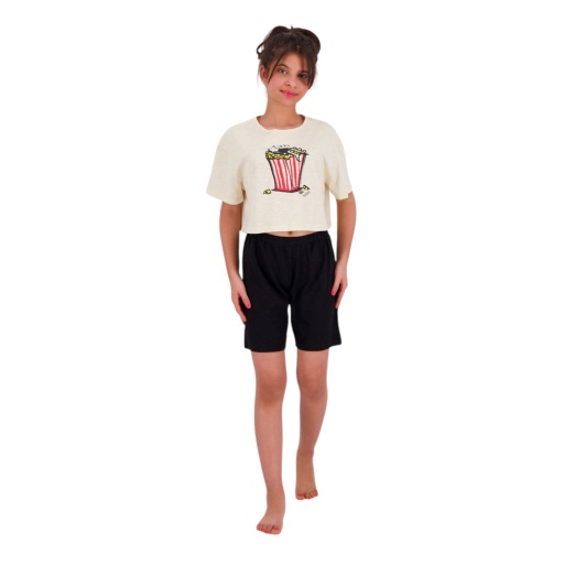 Pyjama fille t-shirt crop et short POP CORN