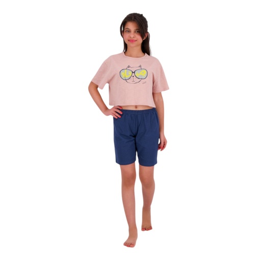 Pyjama fille t-shirt crop et short ميعاو