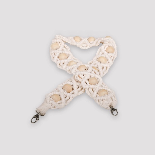 Bandoulière macramé  avec perles en bois - Jeans Bleu Foncé