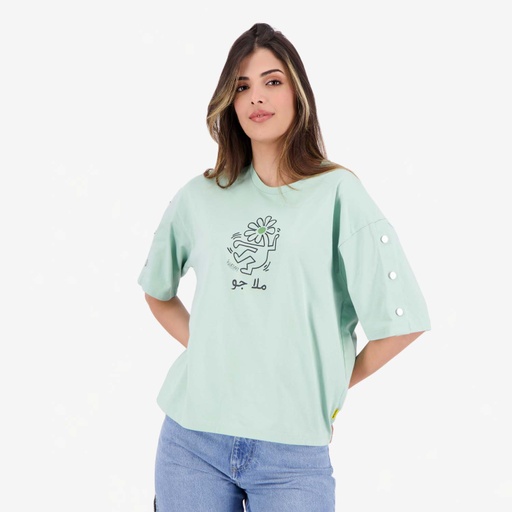 T-shirt femme manches courtes avec boutons pressions ملا جو