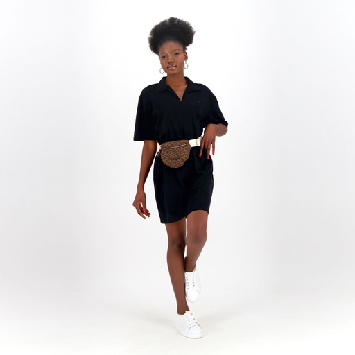 Robe femme manches courtes avec col chemisier