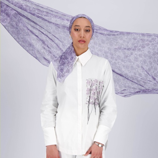 Chemise femme avec poche plaquée en chaine &amp; trame