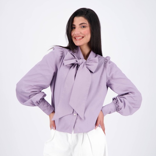 Chemise femme col cravate en chaine &amp; trame