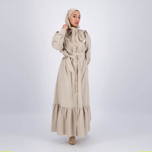 Robe maxi femme avec volant en bas en chaine &amp; trame