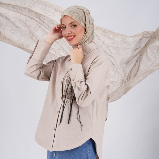 [01-010-140-001-K005] Foulard Flament &amp; fleur Beige