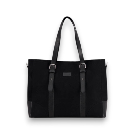 Mini cabas femme en jeans et cuir - Noir Délavé