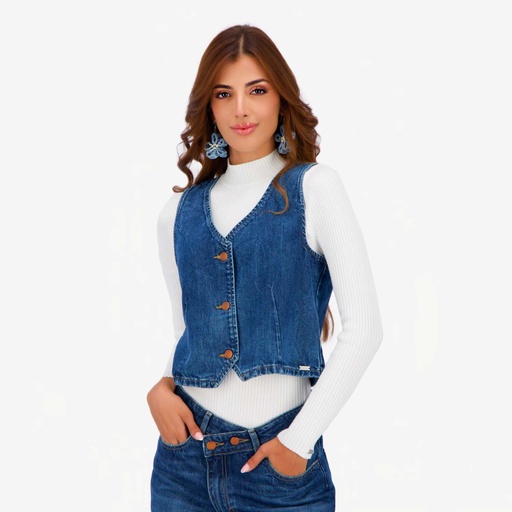 Gilet femme sans manches en jeans GHALIA  2.0