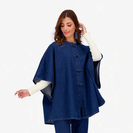 Poncho femme ZINA - Jeans Noir