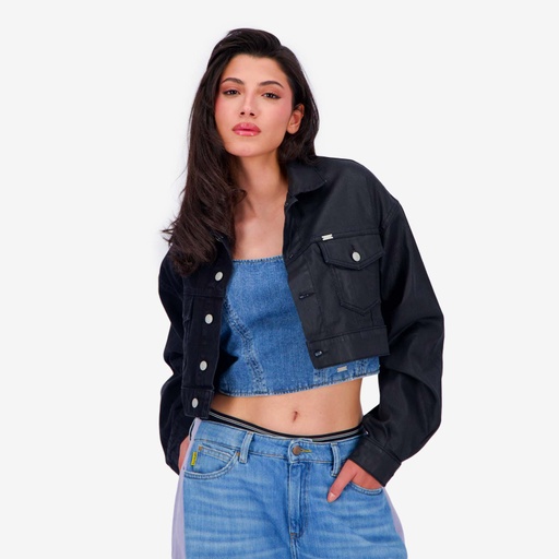 Upcycling cropped jacket femme bi-couleur KINDA V2