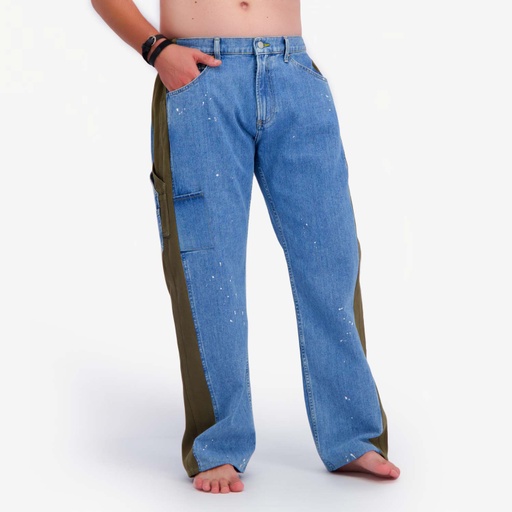 Upcycling carpenter homme en jeans bi-couleur - KARIM