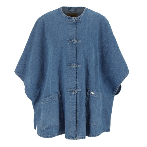 Poncho femme avec poche plaquée - ZINA 2.0 - Jeans Bleu Clair