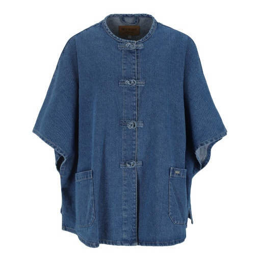 Poncho femme avec poche plaquée - ZINA 2.0 - Jeans Bleu Clair