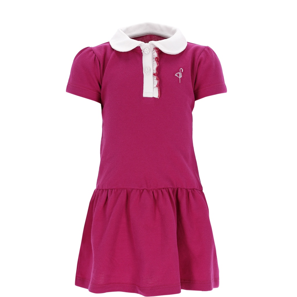 Robe bébé polo manches courtes avec volant et broderie