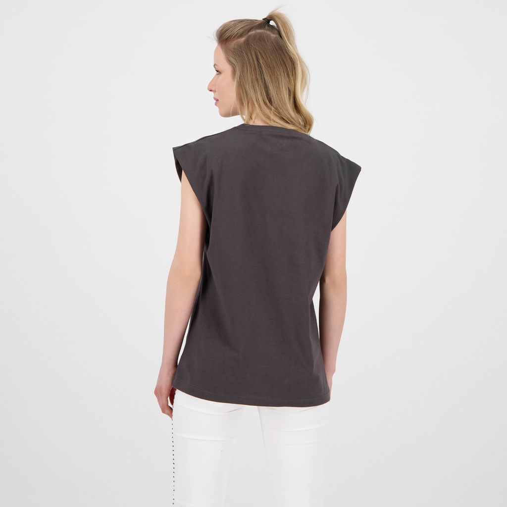 T-shirt femme sans manche avec broderie