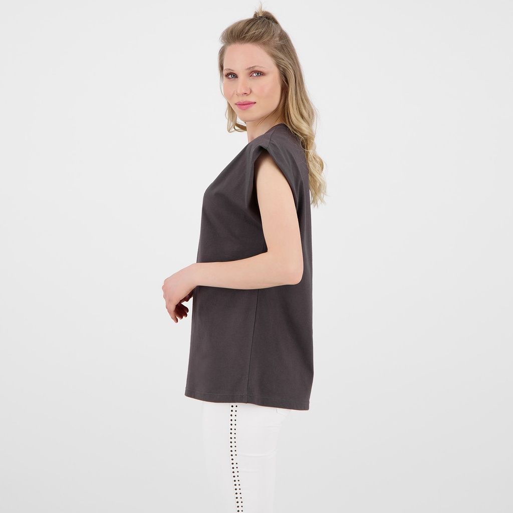 T-shirt femme sans manche avec broderie