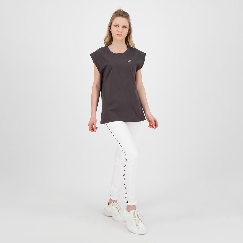T-shirt femme sans manche avec broderie